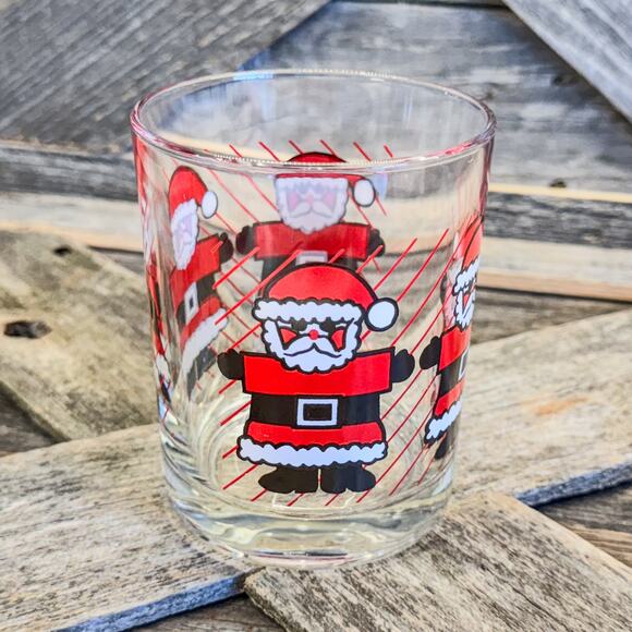 Pair of Vintage Luminarc “Santa Claus On The Rocks” Christmas Cocktail Glasses - Picture 3 of 9